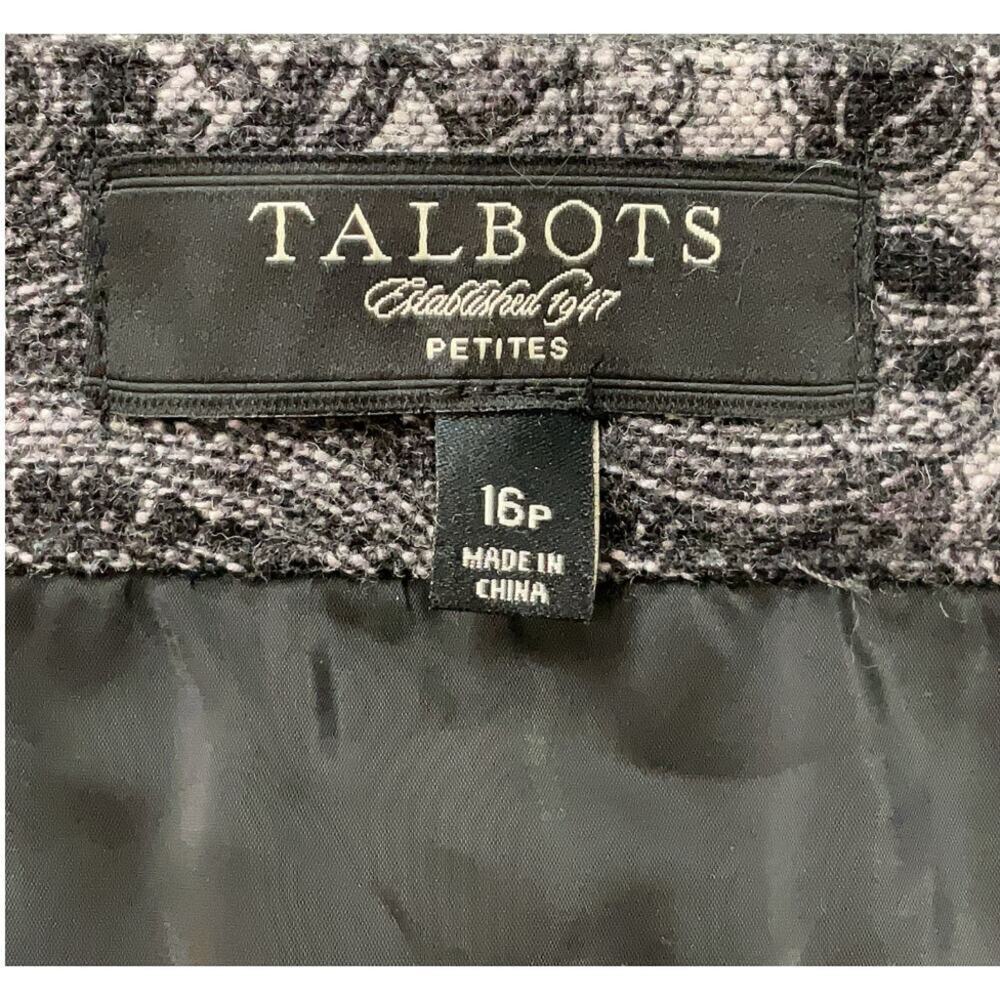 Talbots Wool Blend Floral Wrap Mini Skirt 12P Black Gray Jacquard - Picture 4 of 13